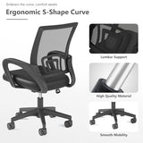OS MOTOR Home Office Chair, Ergonomic Mid-Back Mesh Desk Chair with Lumbar Support, Adjustable Swivel Rolling Design, Comfy Armrest for Work, Study, Gaming, Vanity, Black OS MOTOR