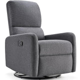 Jocisland Swivel Rocking Chair, Nursery Glider Recliner Chairs for Adults, Rocker for Living Room Bedroom, Comfy Upholstered Modern Nursing Reclining Single Sofa, Grey Linen (No Side Pockets)