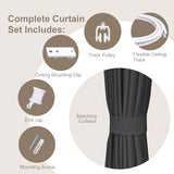 MaKefeile Room Divider Curtains & Flexible Bendable Tracks Set,Privacy Dividers Ceiling Track Curtain Window Blackout Curtains for Living Room Bedroom (W100 × H84 in 1 Panel Black Drape & White Rail) MaKefeile