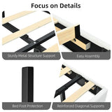 HOMBCK Floating Bed Frame Queen with Smart LED Lights, Faux Leather Upholstered Bed with Diamond PU Headboard, No Box Spring Needed, Noise-Free, Easy Assembly, White HOMBCK
