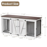 Zamildon's 71 in Dog Crate Furniture for 1 or 2 Dogs, Large Double Dog Kennel Furniture TV Stand, Furniture Style Dog Crates End Table with Removable Divider, Dog Kennel Indoor Zamildon's