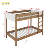 PVWIIK Upholstered Twin Over Twin Bunk Bed with Teddy Fleece Fabric Headboard & Footboard for Girls Boys,Solid Wood Bunk Bed Frame with Ladder and Guardrails,No Box Spring Needed,Natural PVWIIK