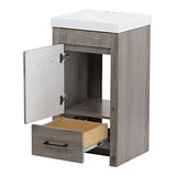 Spring Mill Cabinets Nixie 18 Inch Bathroom Vanity with White Single Sink Top, 1-Door Cabinet, 1 Drawer, 18.5" W x 16.75" D x 34.38" H, White Washed Oak Spring Mill Cabinets