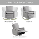 Oxford Baby Uptown Upholstered Swivel Glider and Recliner Nursery Chair, Gray Oxford Baby