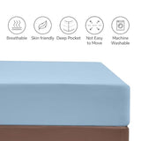 Queen Size Fitted Sheet – Ultra Soft 1800 Microfiber – Deep Pocket Fits Up to 16” Mattress – Wrinkle & Fade Resistant – Single Fitted Bottom Sheet Only (Light Blue) Peace Sleep Bedding