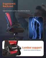 Home Office Chair Ergonomic Desk Chair Mesh Computer Chair with Lumbar Support Flip-up Arms Swivel Rolling Executive Task Chair Adjustable Chair for Adults(Red) BestOffice