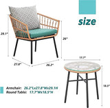 Fangflower Weather Patio Bistro Set, Outdoor Furniture Tempered Coffee Table, and Wicker Chairs for Garden, Balcony, Yard Poolside, White Fangflower