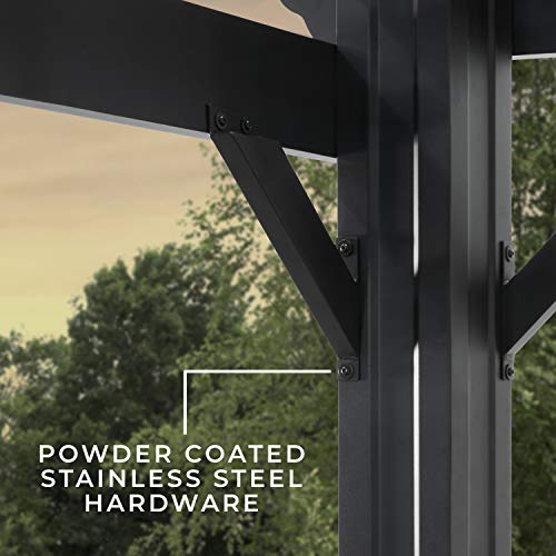 Backyard Discovery Stratford 16' x 12' Traditional Galvanized Steel Pergola Kit with Shade Sail Canopy, Powder-Coated Finish, All-Season Durability, High-Wind Rating for Outdoor Patio, Deck, Garden Backyard Discovery