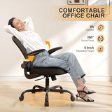 Office Chair, Ergonomic Desk Chairs 330LBS Capacity High Back Mesh Computer Chair with Flip-up Armrests, Comfy Work Chair with Adjustable Lumbar Support, Rolling Chair Synorla