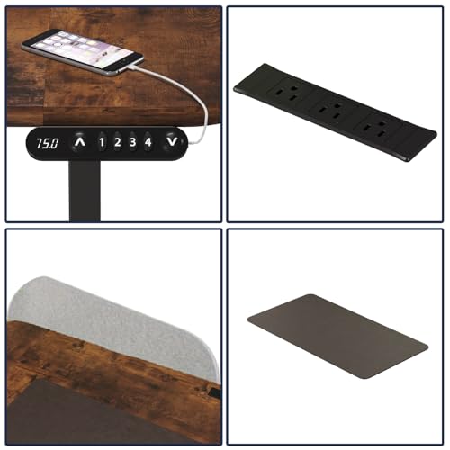 Suhapup 59 x 39.4-inch Height-Adjustable Electric Standing Desk L-Shaped, with Memory Function and Mouse pad Stand-up Home Desk Tiger Skin Color Suhapup