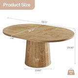 Tribesigns Oval Conference Table, 55.11 Inches Wood Meeting Table for 6 People, Rustic Meeting Seminar Boardroom Table with Wood Base for Office Conference Room (Light Brown) Tribesigns