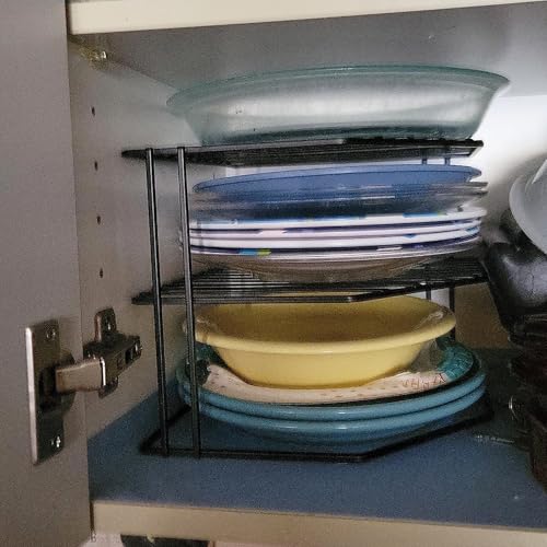 Frcctre 3-Tier Kitchen Corner Shelf Rack Counter and Cabinet Organizer, 9x9x7.5 Inch Metal Wire Kitchen Counter Pantry Cabinet Organizer and Storage Shelf for Plates, Cups, Dishes Frcctre