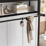 Metal Twin Size Murphy Bed with Shelves, Metal Foldable Wall Bed Chest Bed, White Bellemave