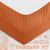 vveiiye Full Fitted Sheet with 2 Pillowcase Soft Microfiber Sheet Set 16" Deep Pocket Bed Sheets, Wrinkle Free and Easy Care Bottom Sheet for Full Size Bed, Burnt Orange vveiiye