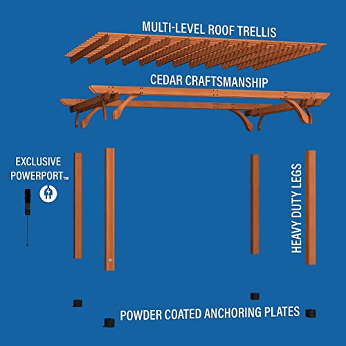 Backyard Discovery Beaumont 14x12 ft All Cedar Wood Pergola, Durable, Quality Supported Structure, Snow and Wind Supported, Rot Resistant, Backyard, Deck, Garden, Patio, Outdoor Entertaining - WoodArtSupply