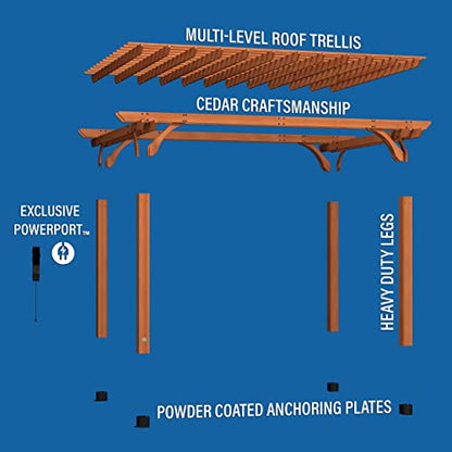 Backyard Discovery Beaumont 14x12 ft All Cedar Wood Pergola, Durable, Quality Supported Structure, Snow and Wind Supported, Rot Resistant, Backyard, Deck, Garden, Patio, Outdoor Entertaining - WoodArtSupply