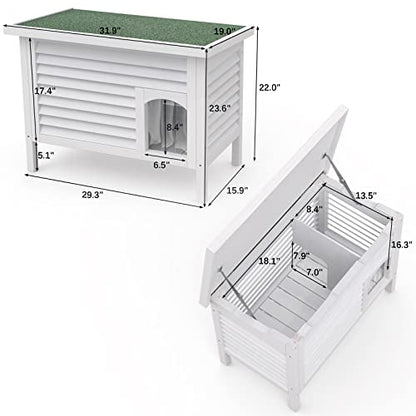 GDLF Outdoor Cat House Solid Wood Feral Cat Shelter with Waterproof Roof & Special Full Ventilation Design Keeps Multiple Cats Cool for Hot Summers 31.9" Lx18.9 Wx23.6 H - WoodArtSupply