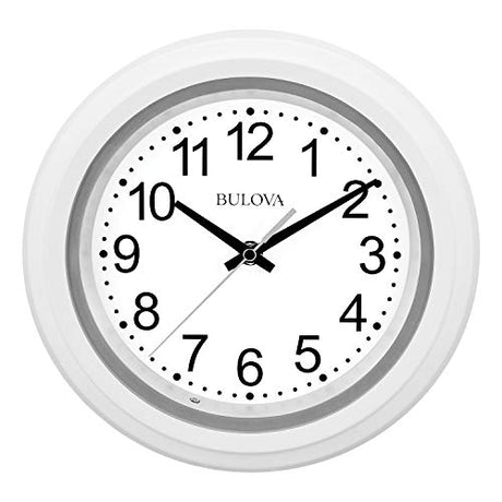 Bulova C4865 Night Vision Lighted Dial Wall Clock, 10", White Bulova