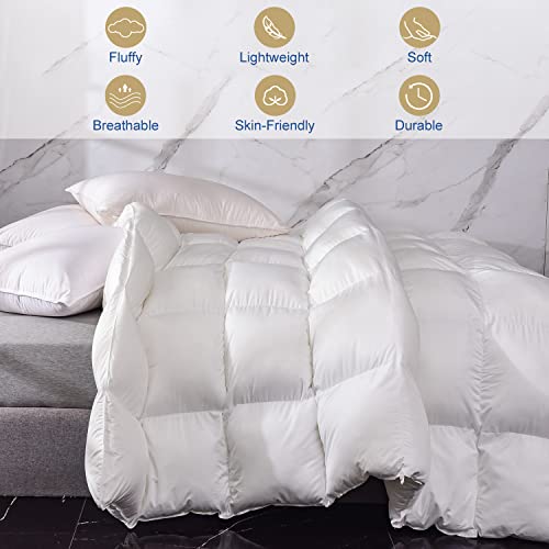 MH MYLUNE HOME Down Alternative Comforter Queen Size, Winter Warm Duvet Insert Fluffy Bed Comforter Insert White Baffle Box Stitched with Corner Tabs, Queen MH MYLUNE HOME