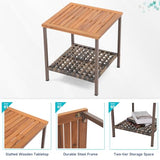 Verano Garden 3 Pieces Rocking Bistro Set, Outdoor Conversation Bistro Chairs and Table Set with Wood Armrest and Soft Cushions, Small Porch Set Balcony Set for Garden, Patio, Yard Verano Garden