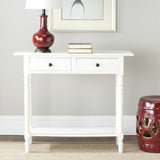 SAFAVIEH Home Collection – Rosemary Distressed Cream Console Table with Drawers & Shelf, Classic Contemporary Storage Console, Turned Leg Design (AMH5705C) SAFAVIEH