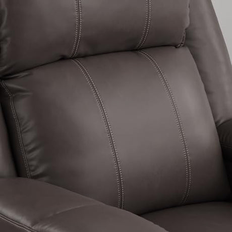 SITJOY Pet Friendly Leather Power Recliner Chair, Zero Wall Hugger RV Recliners with Power Headrest, Charging Ports, Side Pockets, Down-Filled, Scratch Resistant Waterproof Faux Leather in Dark Brown SITJOY