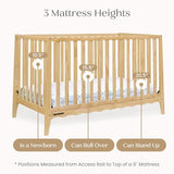 Delta Children Lulu 5-in-1 Convertible Crib, Converts to Toddler Bed, Daybed, Sofa & Full-Size Bed, Natural Wood, Fits Standard Crib Mattress, 3 Mattress Heights for Baby Nursery, Natural