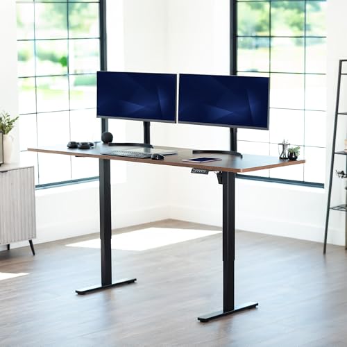VIVO Large Electric 83 x 30 in Standing Desk, Memory Height Adjustment, 1B Series, Holds 220 lbs, Rustic Vintage Brown Top Black Frame, DESK-KIT-1B8N VIVO
