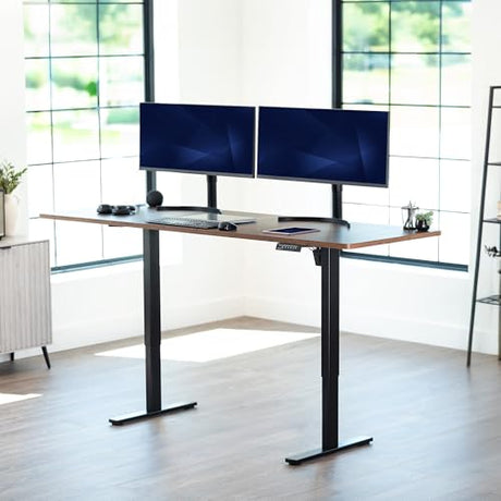 VIVO Large Electric 83 x 30 in Standing Desk, Memory Height Adjustment, 1B Series, Holds 220 lbs, Rustic Vintage Brown Top Black Frame, DESK-KIT-1B8N VIVO