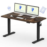 FLEXISPOT EN1 One-Piece Standing Desk with 1-Inch Thick Desktop, 55"x28" Electric Height Adjustable Desk for Home Office & Multi-Device Workstations, Rustic Brown FLEXISPOT