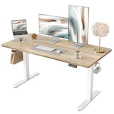 TIQLAB 55 * 28 Inches Standing Desk, Adjustable Height Stand up Desk,Sit Stand Home Office Table with Splice Board, Maple TIQLAB