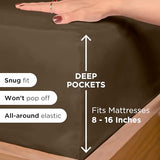 ROYALE LINENS 4 Piece Full Sheets Set - Soft Brushed 1800 Microfiber Bedding - 1 Fitted, 1 Flat Sheet, 2 Pillow Cases - Wrinkle Free & Fade Resistant - Hotel Luxury Bed Sheets (Chocolate Brown, Full) ROYALE LINENS