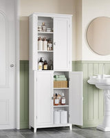 VASAGLE Floor Storage Cabinet, Freestanding Storage Unit with 4 Doors, Adjustable Shelves, 11.8 x 23.6 x 66.9 Inches, for Entryway, Bathroom, Cloud White UBBC550W01 VASAGLE