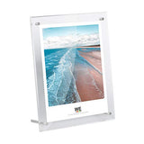 8x10 Modern Acrylic Photo Frame, Clear Glass-Like Desk Picture Frame with Stand off & Hanging String, Frameless Floating Look, Self-Standing Desktop or Wall Mount, Horizontal & Vertical Display ADColor