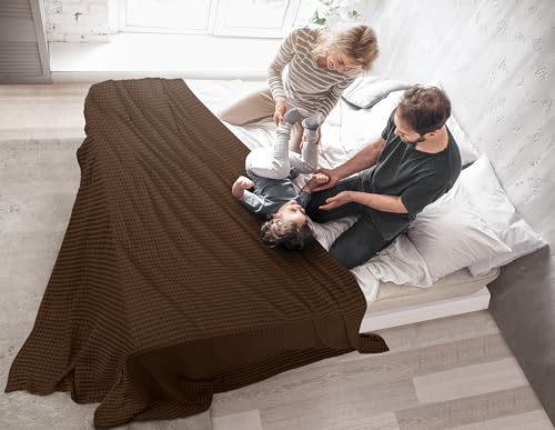Utopia Bedding Brown 100% Cotton Waffle Blanket 300 GSM [King - 90x108 Inch] Soft Lightweight Breathable Bed Blanket for All Season Utopia Bedding