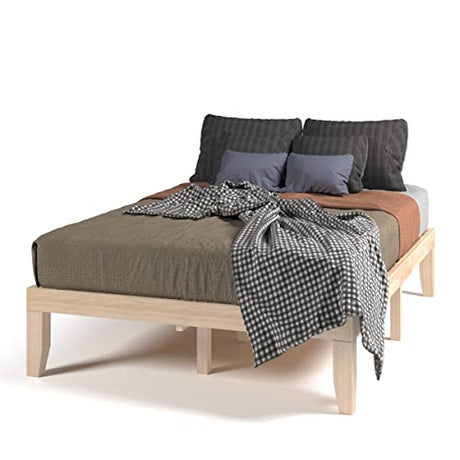 KOMFOTT 14-Inch Solid Wood Platform Bed Frame – Full Size, No Box Spring Needed, Durable Rubber Wood Design KOMFOTT