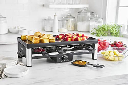 GreenPan Electrics Healthy Ceramic Nonstick, 3-in-1 Reversible Grill, Griddle & Raclette, PFAS-Free, Serves up to 8 People for Parties &Family Fun, Pancake Plate, 8 Mini Square Nonstick Pans& Spatulas