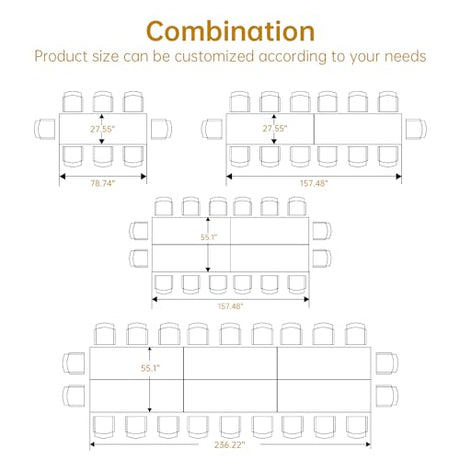 Trggivs 6.56 FT Conference Table, Super Sturdy Large Rectangle Meeting Seminar Table for 8 Person, Long Business Tables (Brown, 1PC) Trggivs