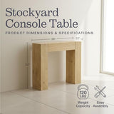 Alaterre Furniture Stockyard Solid Wood Console Table - 36 Inch Modern Farmhouse Small Entryway Table - Easy Assembly Living Room Furniture for Behind the Couch, Entryway, or Hallway (Light Oak) Alaterre Furniture
