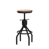 LOKKHAN Set of 2 Industrial Bar Stool-Height Adjustable Swivel Wood and Metal Bar Stool,Farmhouse Stool,Extra Tall Pub Height,23"-29" LOKKHAN