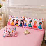 GRAT TIOC 6 Pieces Pink Princess Comforter Set for Girls Twin,Bed in A Bag Princess Bedding Set for Girl Kids (1 Comforter,1 Flat Sheet,1 Fitted Sheet,2 Pillowcases and 1 Cushion Cover) GRAT TIOC