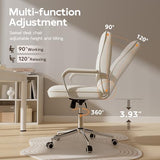 HomeZeer White Office Chair with Soft Leather, Swivel Computer Home Office Desk Chair with Wheels and Padded Arms, Adjustable Height and Tilt HomeZeer