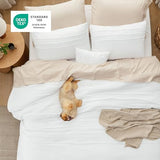 Bedsure White Queen Comforter Set - 4 Pieces Pinch Pleat Bed Set, Down Alternative Bedding Sets for All Season, 1 Comforter, 2 Pillowcases, 1 Decorative Pillow Bedsure