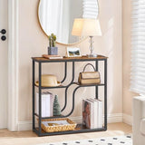 HOOBRO 29.5" Console Table, 5-Tier Narrow Entryway Table, Behind Couch Table with Storage Shelves, Sofa Table for Hallway, Living Rooms, Entryway, Rustic Brown and Black BF69XG01 HOOBRO
