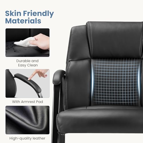 DUMOS Office Desk Guest Chair Set of 8, Leather Waiting Room Chairs with Padded Arms for Elderly Home Reception Area Conference Room Lobby Side breakroom DUMOS