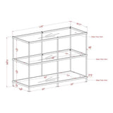 BOWERY HILL Contemporary Metal Console Table, 42" W x 17" D x 30" H, Red Finish, Steel Frame with Tempered Glass and Mirrored Shelves, Modern Minimalist Design for Living Room or Entryway BOWERY HILL
