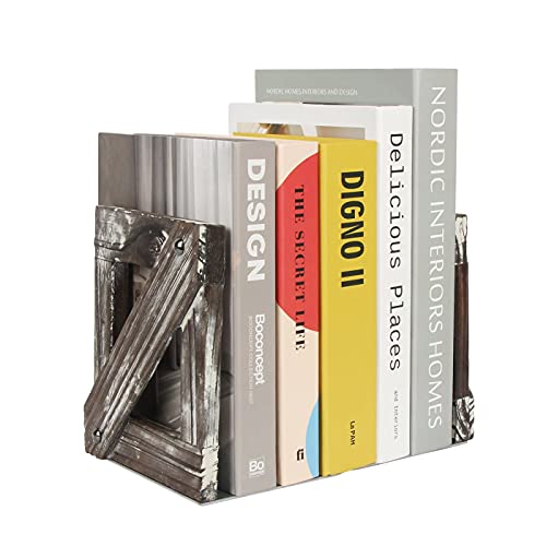 J JACKCUBE DESIGN Rustic Bookends 1 Pair, Decorative Farmhouse Bookend for Heavy Books Magazine DVD on Desk Table Shelf - MK709A J JACKCUBE DESIGN