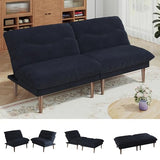 DreamDashio Futon Sofa Bed, 4 in 1 Multi-Functional Futon Couch with Adjustable Backrest, 75 inch Convertible Sleeper Sofa Bed and Recliner Lounge, Corduroy Loveseat for Living Room, Apartment, Black DreamDashio