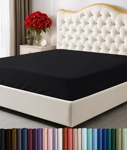 Utopia Bedding King Fitted Sheet - Bottom Sheet - Deep Pocket - Soft Microfiber - Shrinkage and Fade Resistant - Easy Care -1 Fitted Sheet Only (Black) Utopia Bedding