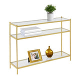 Convenience Concepts Royal Crest Glass Console Hall Table 42" - 3 Tier Modern, Contemporary Narrow Display Accent with Storage Shelves for Living Room, Entryway, Hallway, & Bedroom, Gold Convenience Concepts